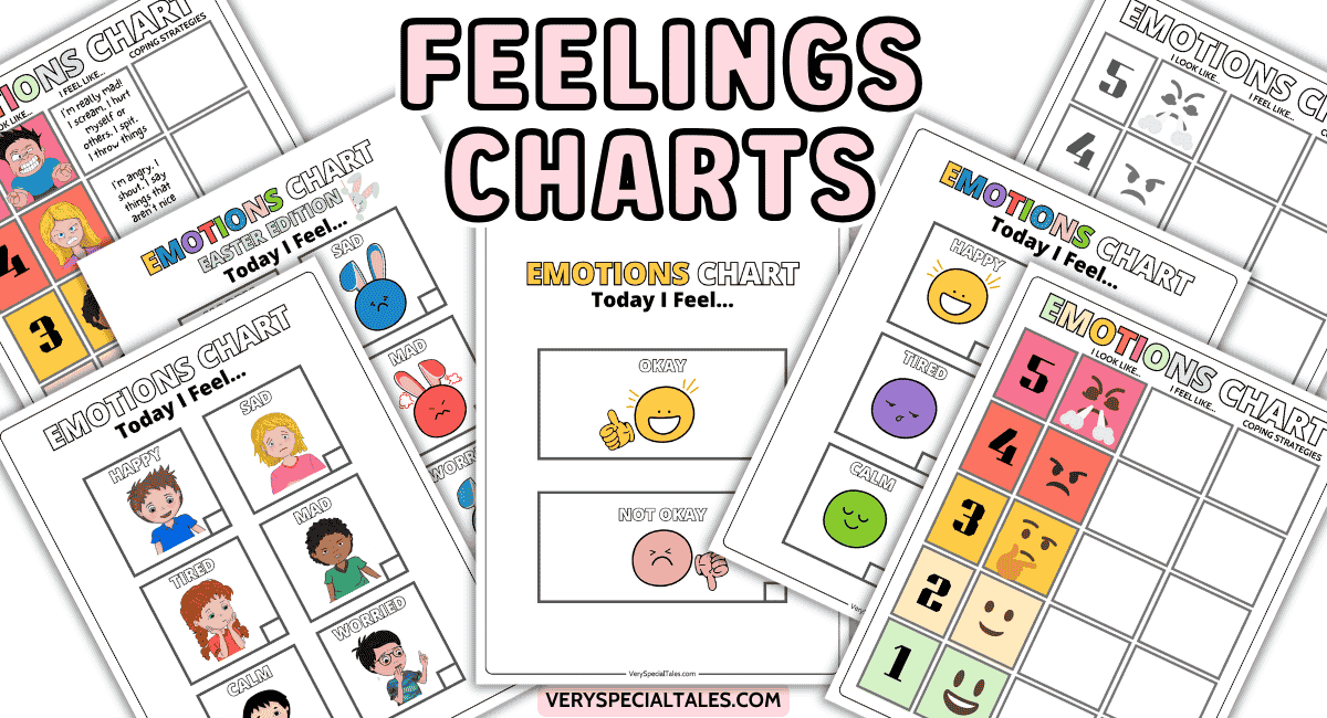 Examples of a range of feelings charts for kids