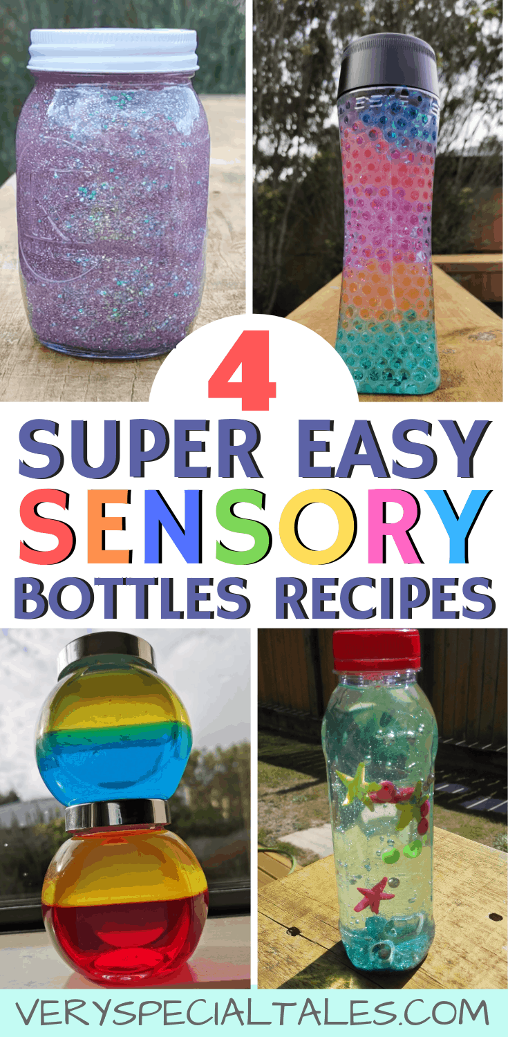 7 DIY Sensory Bottles Recipes Oil, Glitter Glue, Water Beads & Hand