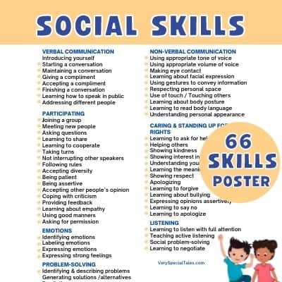 66 important social skills for kids printable pdf very special tales