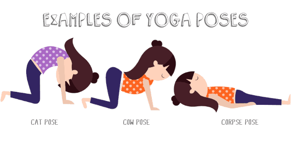 EXAMPLES OF YOGA POSES FOR KIDS_COW POSE CAT POSE CORPSE POSE