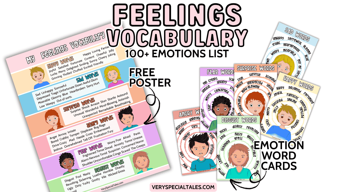Feelings Vocabulary Poster and Emotion Word Cards