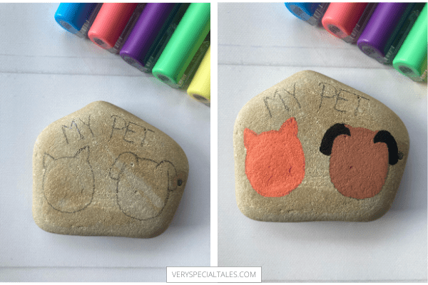 Gratitude Rock painting tutorial_outlining drawing