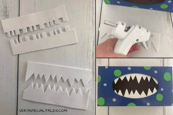 Cutting White Foam Paper for the Monster Teeth
