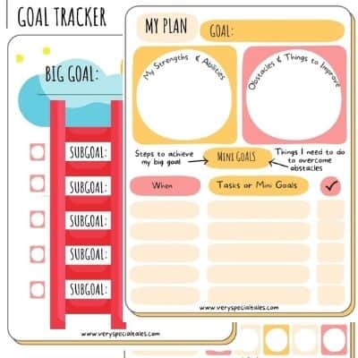Goal Setting Worksheets for Kids_Goal Ladder Goal Planner and Tracker