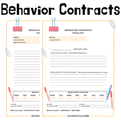 Examples of two behavior contract templates for teenagers