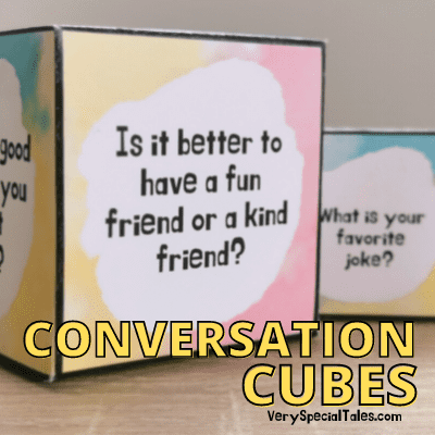 Two question dice with the title conversation cubes