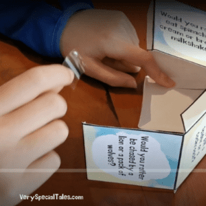 securing the inner flaps of a conversation cube with cello tape