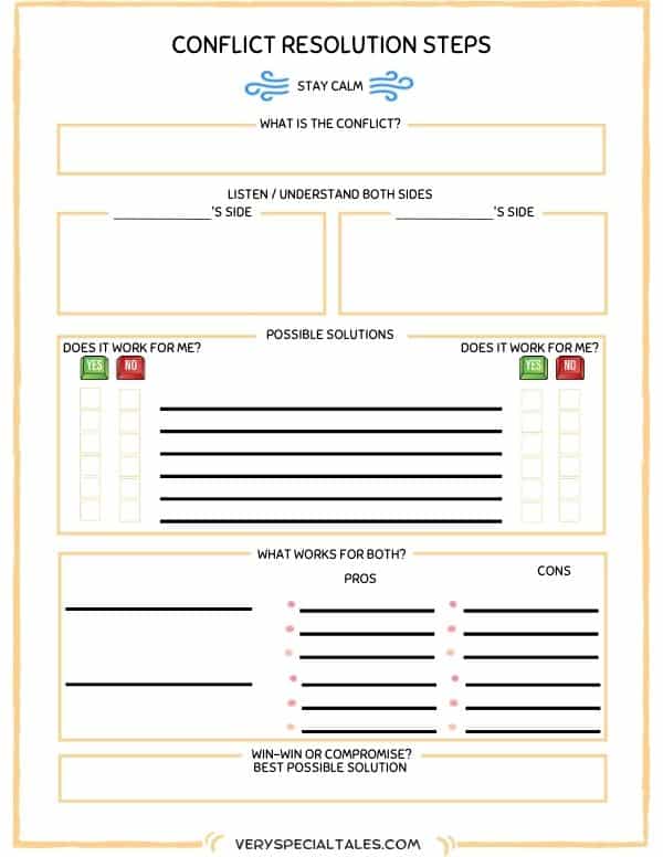 Free Printable Conflict Resolution Worksheets For Middle School