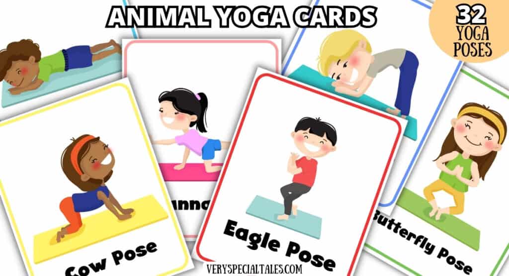 Examples of cards with animal yoga poses