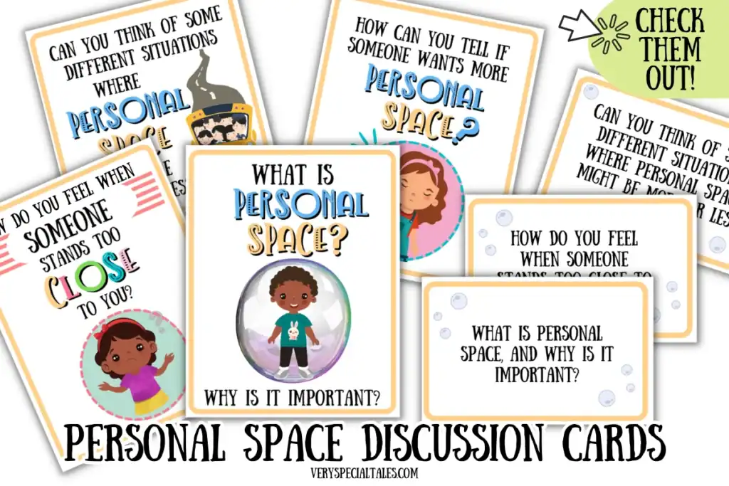 Examples of Personal Space Discussion Cards for Kids