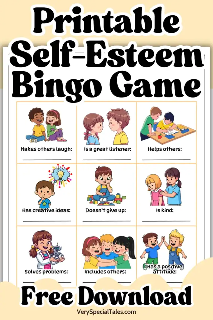 Printable Self Esteem Bingo Game for Kids