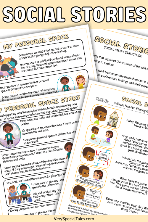 Friendship Social Stories about personal space and fun on playdates