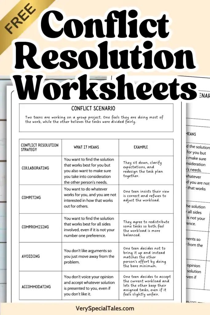 Conflict Resolution Worksheets about Conflict Resolution Strategies