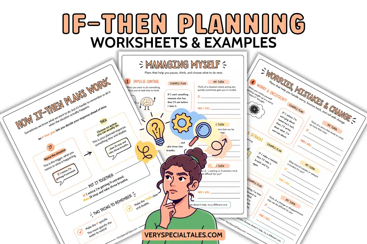 If-then planning worksheets and examples for kids and teens